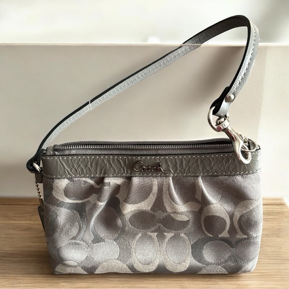 Coach Silver and Gray Wristlet - Picture 1 of 7